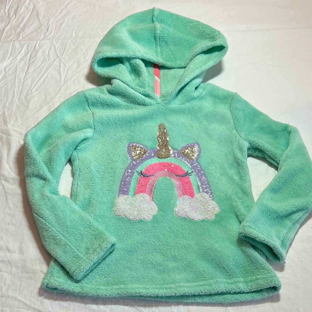 Cynthia Rowley Mint Hoodie with Unicorn Design, size 4